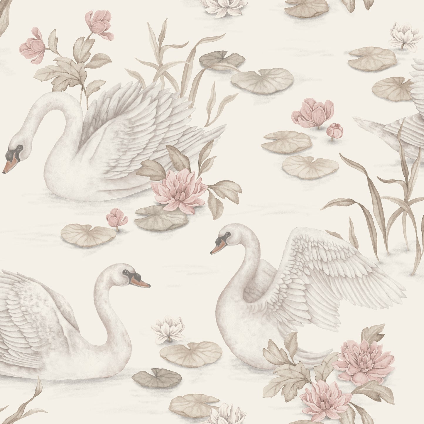 Kinderzimmer- und Kinder-Tapete - Lily Swan - Zartes Pink