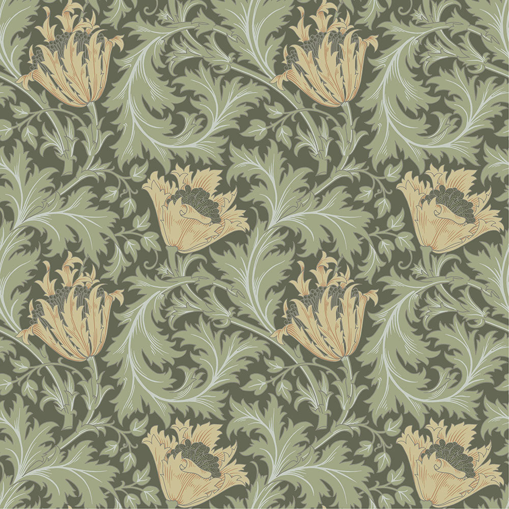 William Morris Tapete - Anemone - Grün & Gelb