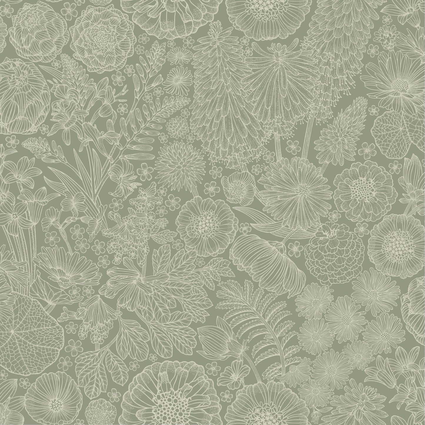 Summer Gray Behang - August - Groen