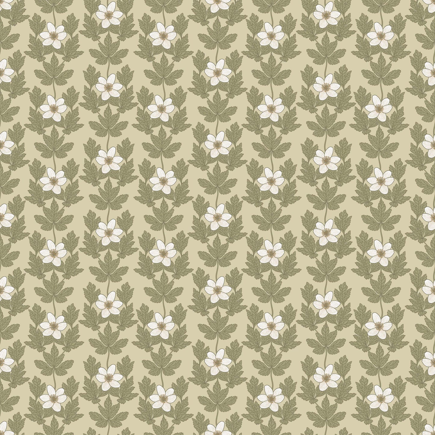 Summer Gray Behang - Wood Anemone - Beige