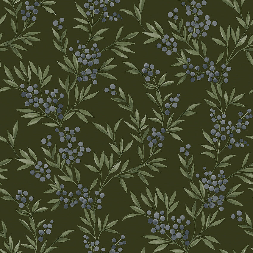 Borastapeter Tapete - Waldbeeren 4715 - Grün und Lila