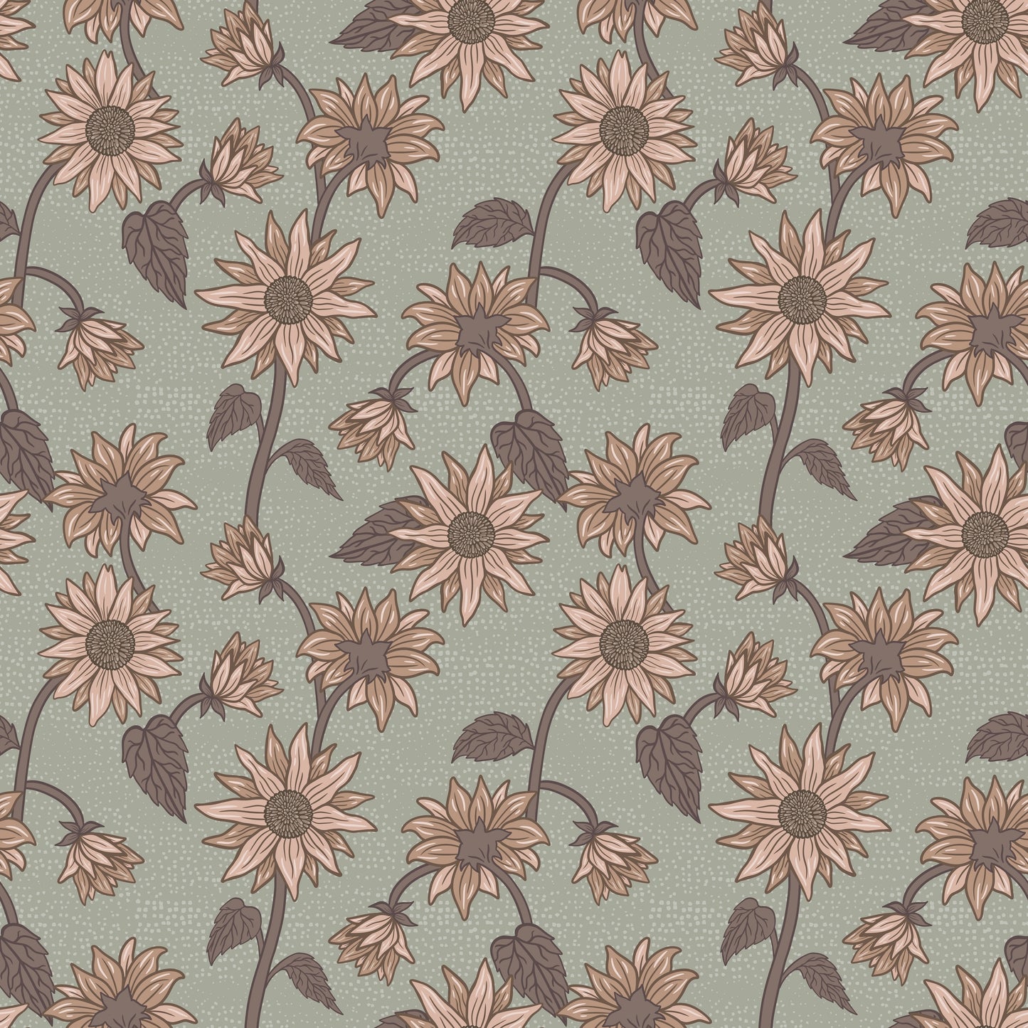Summer Gray Tapete - Sonnenblumen - Grün