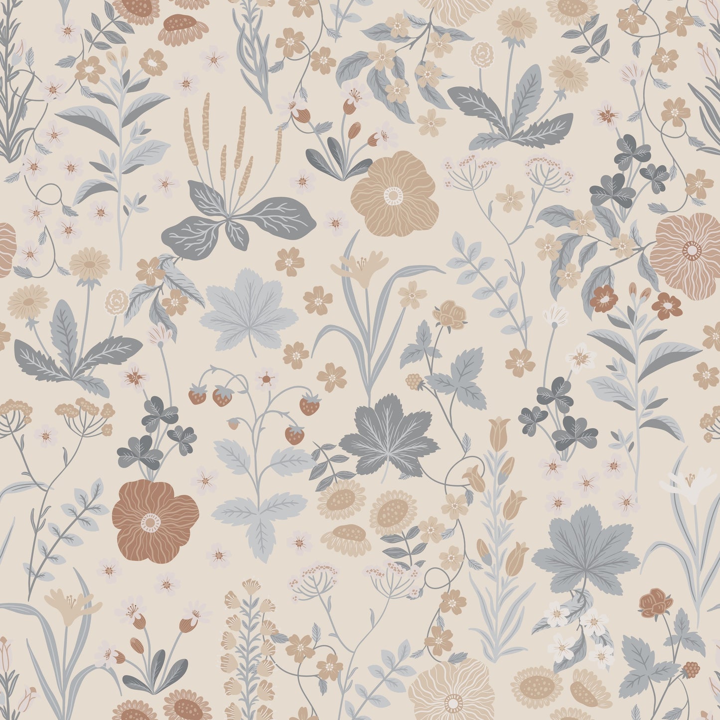 Summer Gray Tapete - Blomstre - Erde