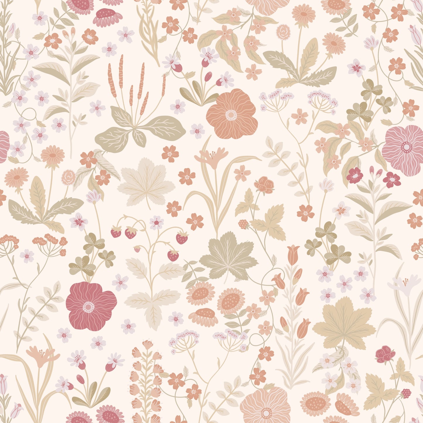 Summer Gray Tapete - Blomstre - Sanftes Pink