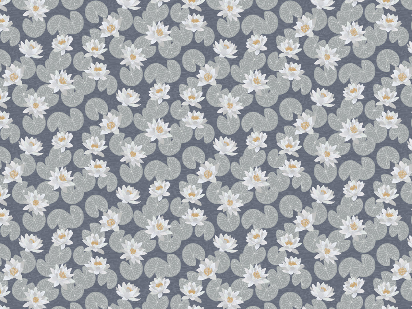 Summer Gray Tapete - Seerosen - Blau