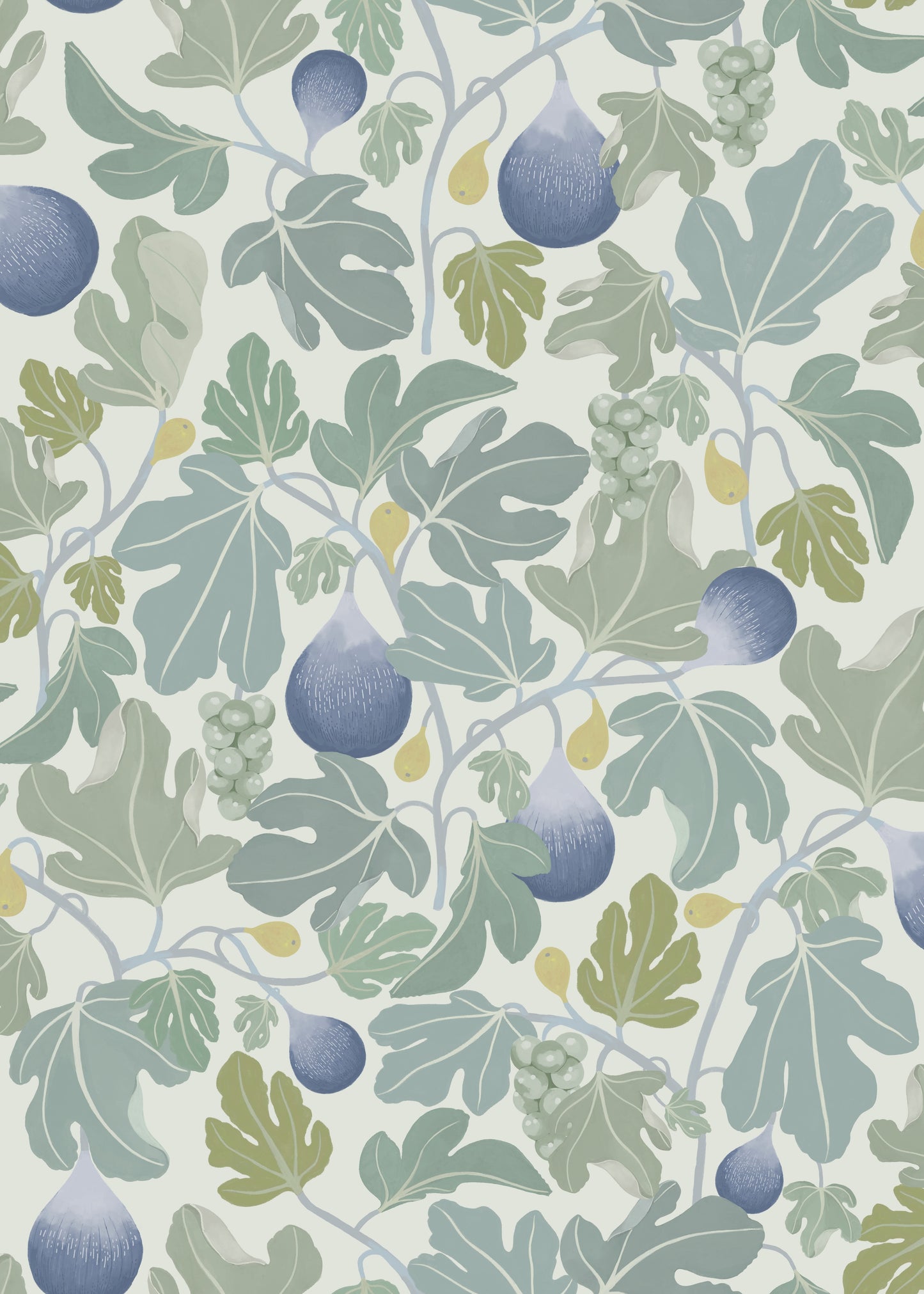 Summer Gray Tapete - Feigen - Blau
