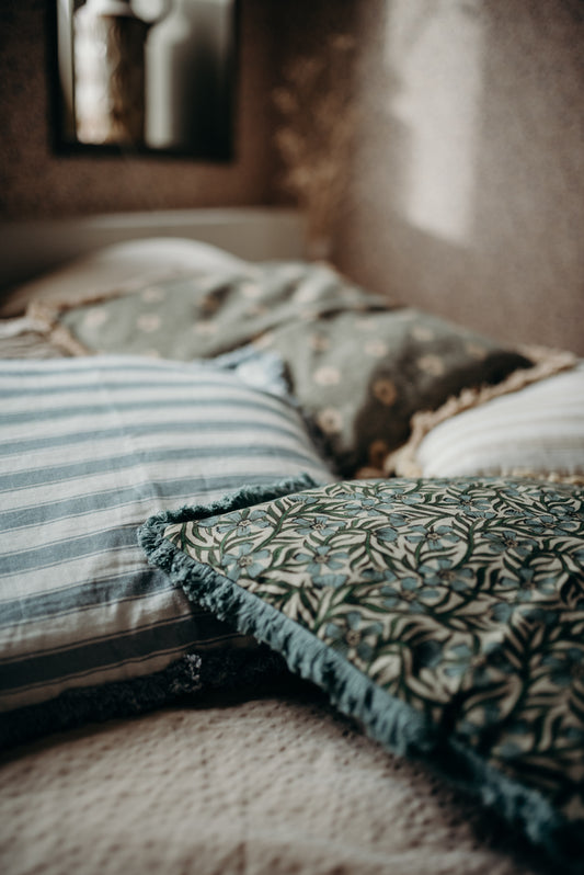 Leinenkissenbezug - Summer Gray - Süßes Indien