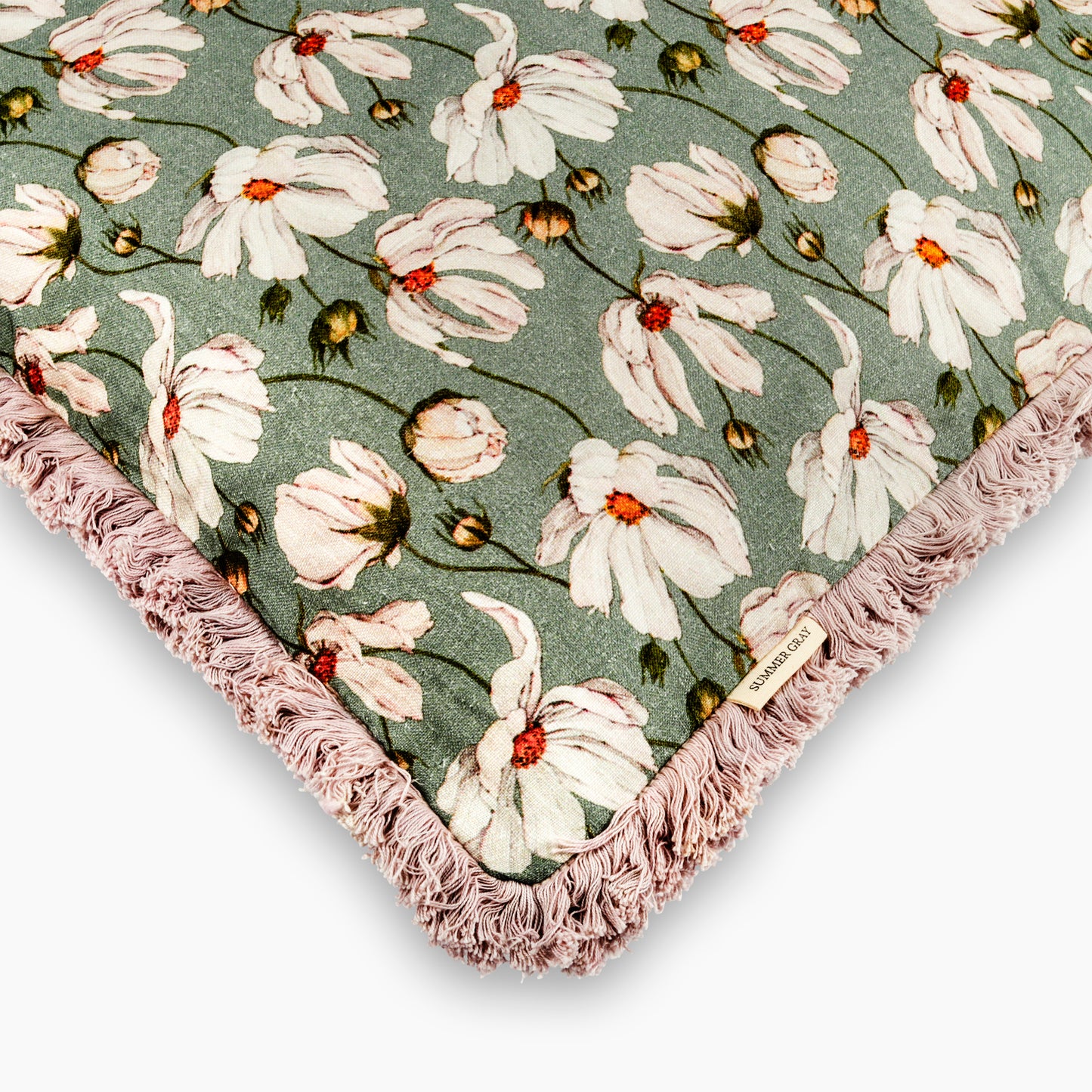 Linen Cushion Cover - Summer Gray - Daisies