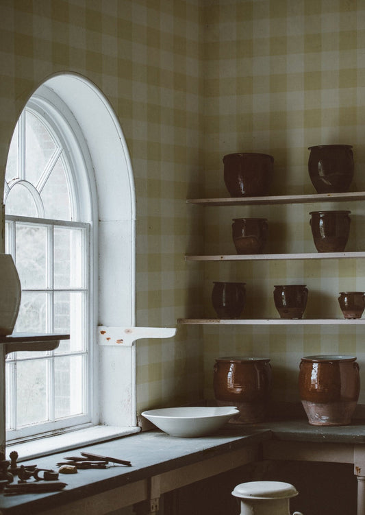 Tapete Karos - Leinen - Gelb (OUTLET)