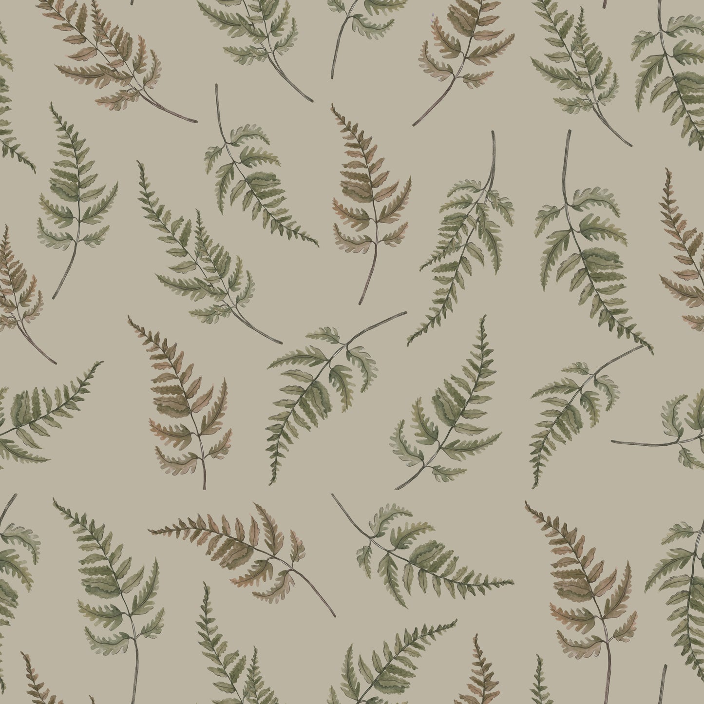 Summer Gray Tapete - Fallende Farne - Sanftes Beige