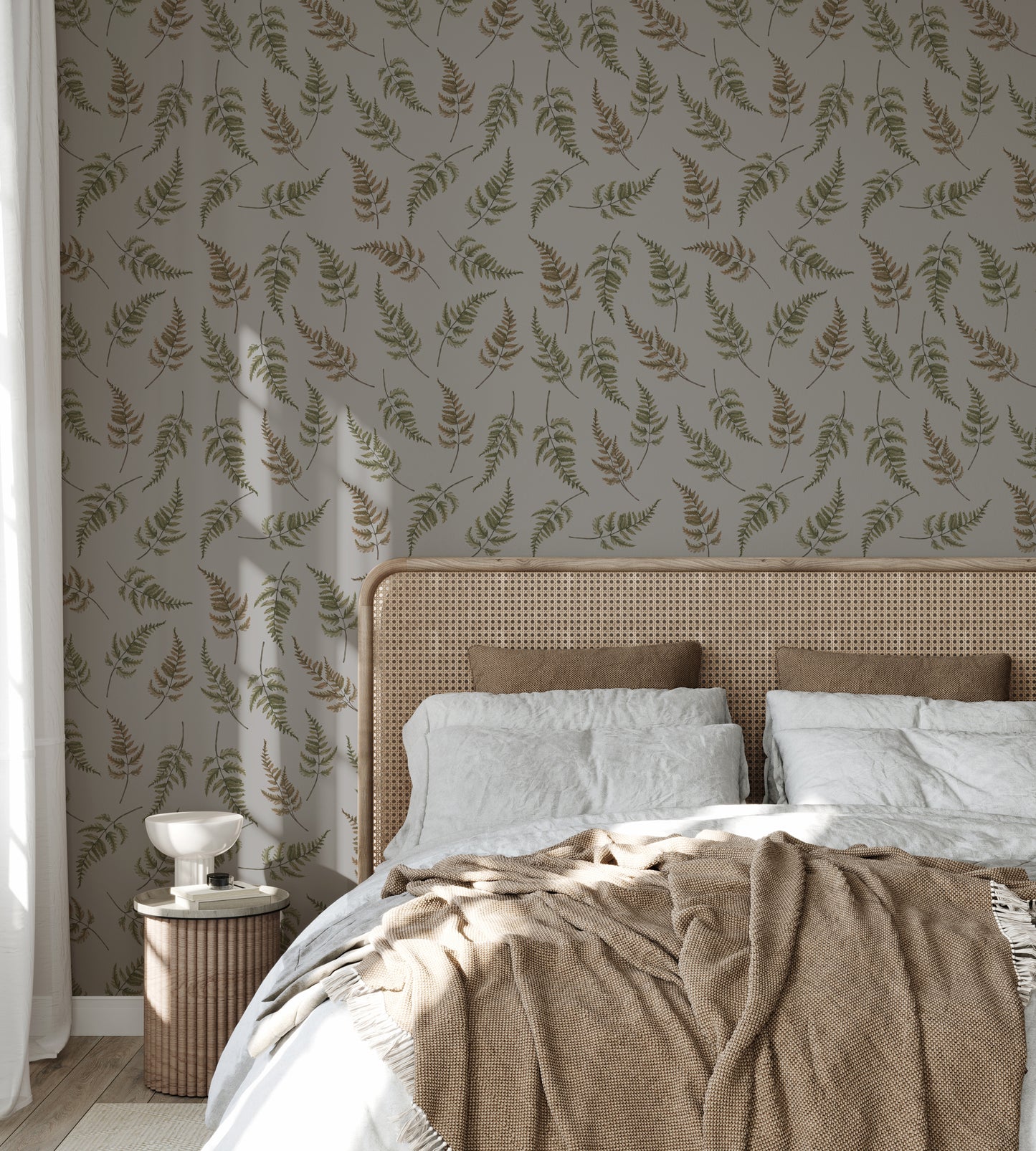 Summer Gray Tapete - Fallende Farne - Grau