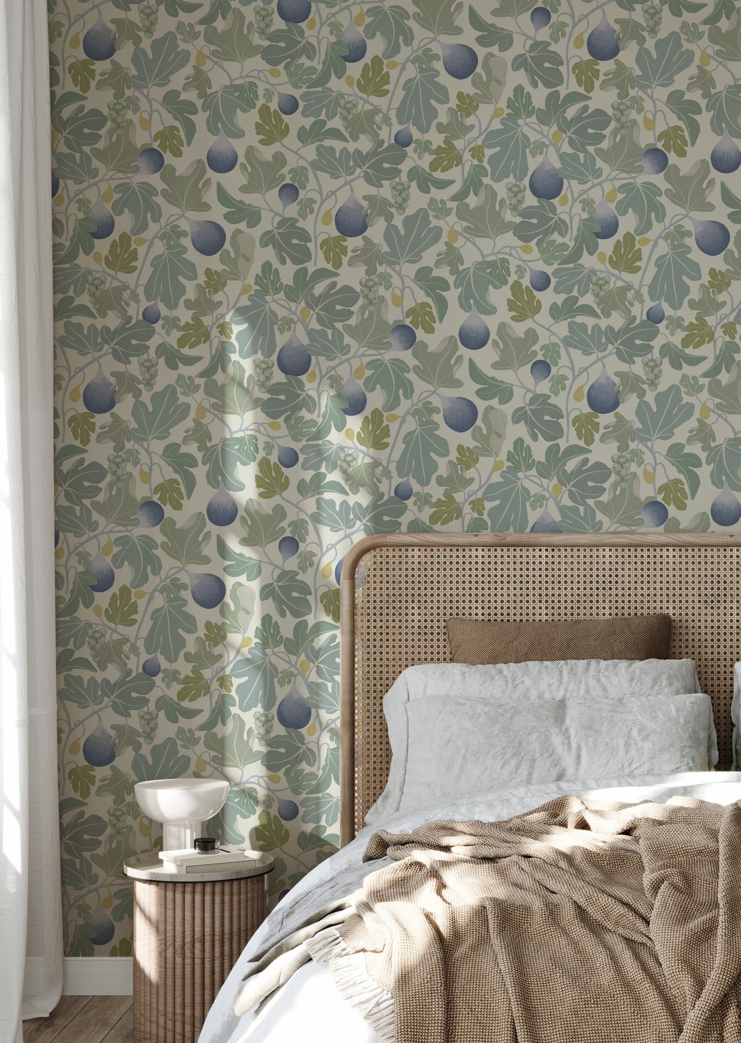 Summer Gray Tapete - Feigen - Blau