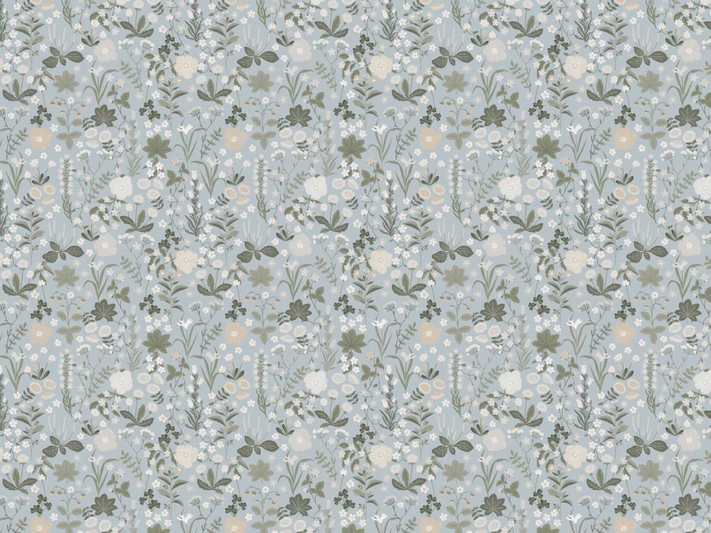 Summer Gray Tapete - Blomstre - Nebelblau