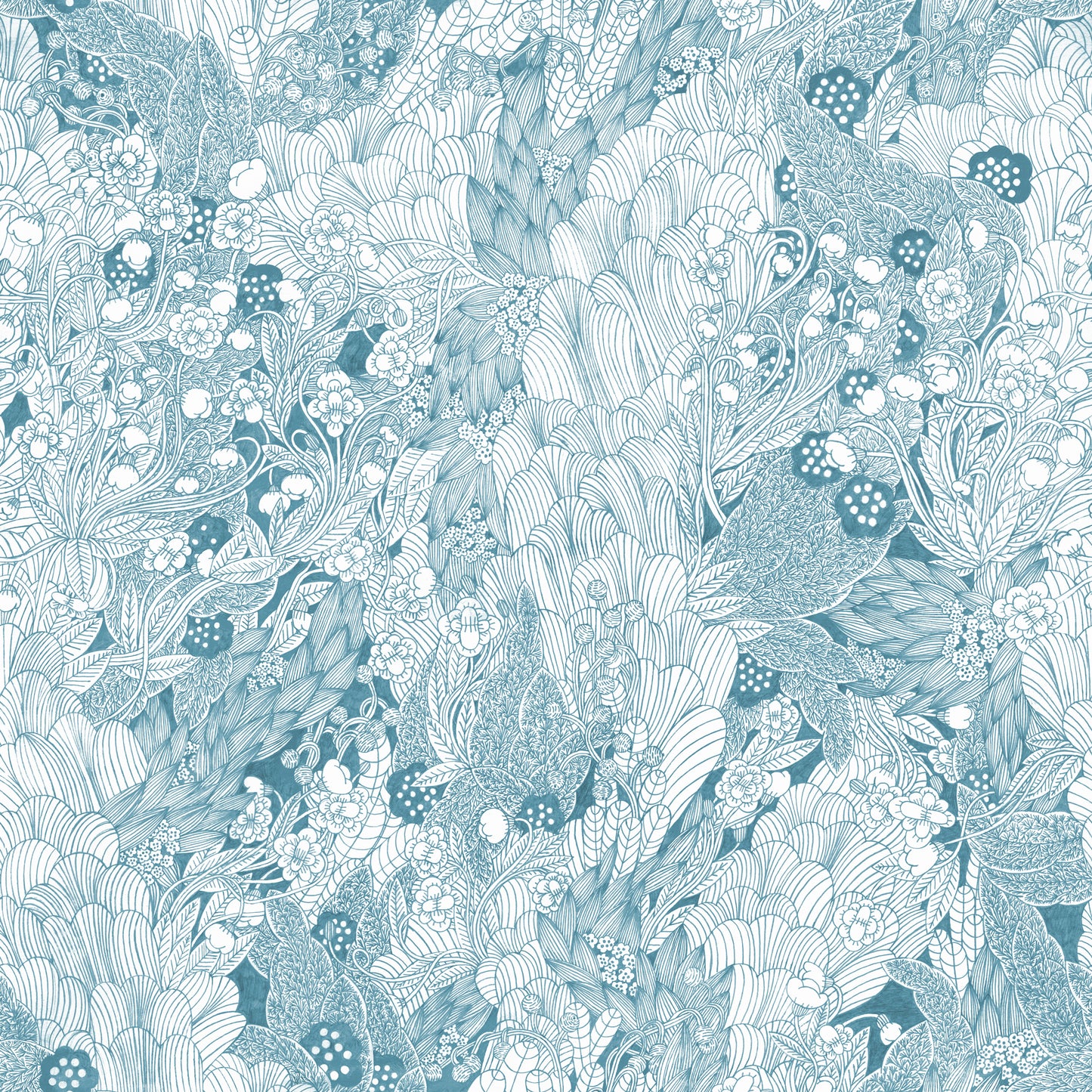 Summer Gray Tapete - Dickicht - Blau