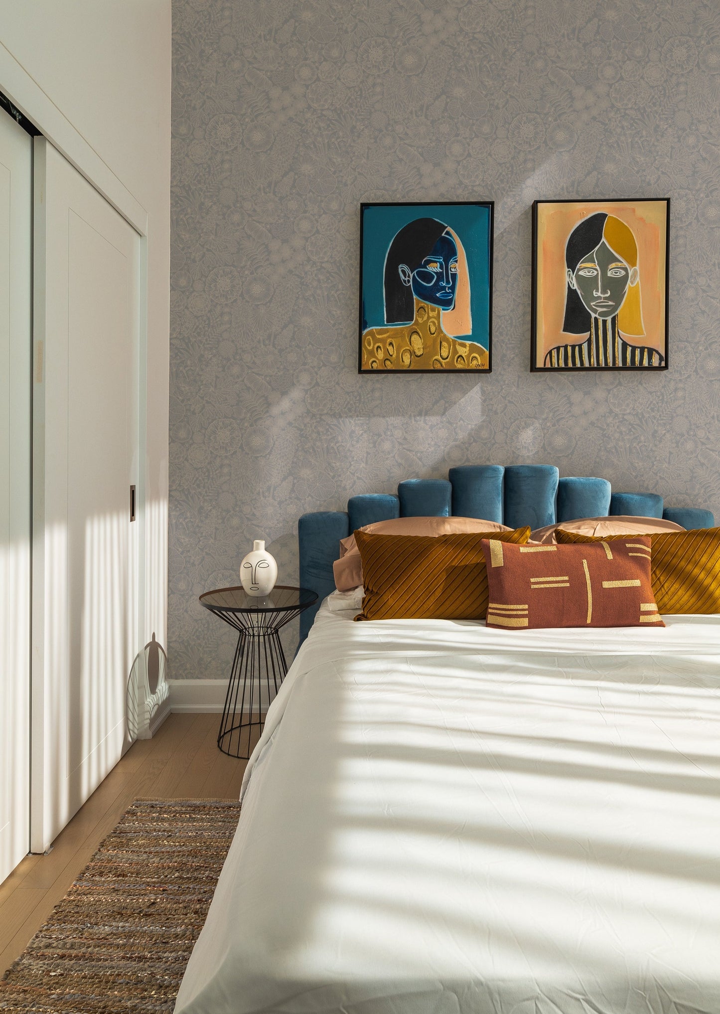 Summer Gray behang - August - blauw
