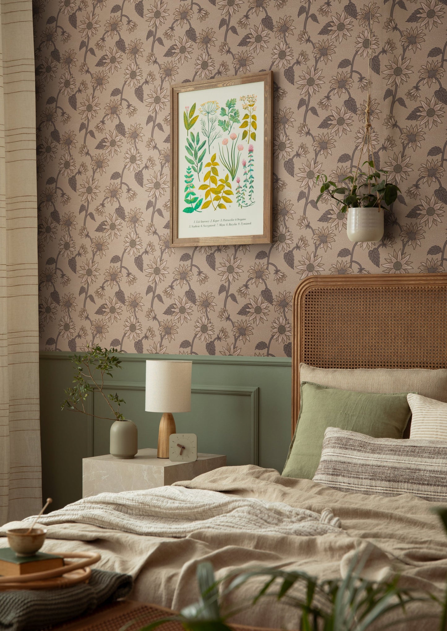 Summer Gray Behang - Zonnebloemen - Tan