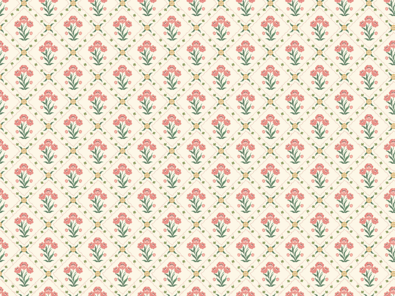 Summer Gray Tapete - Florales Gitter - Rose
