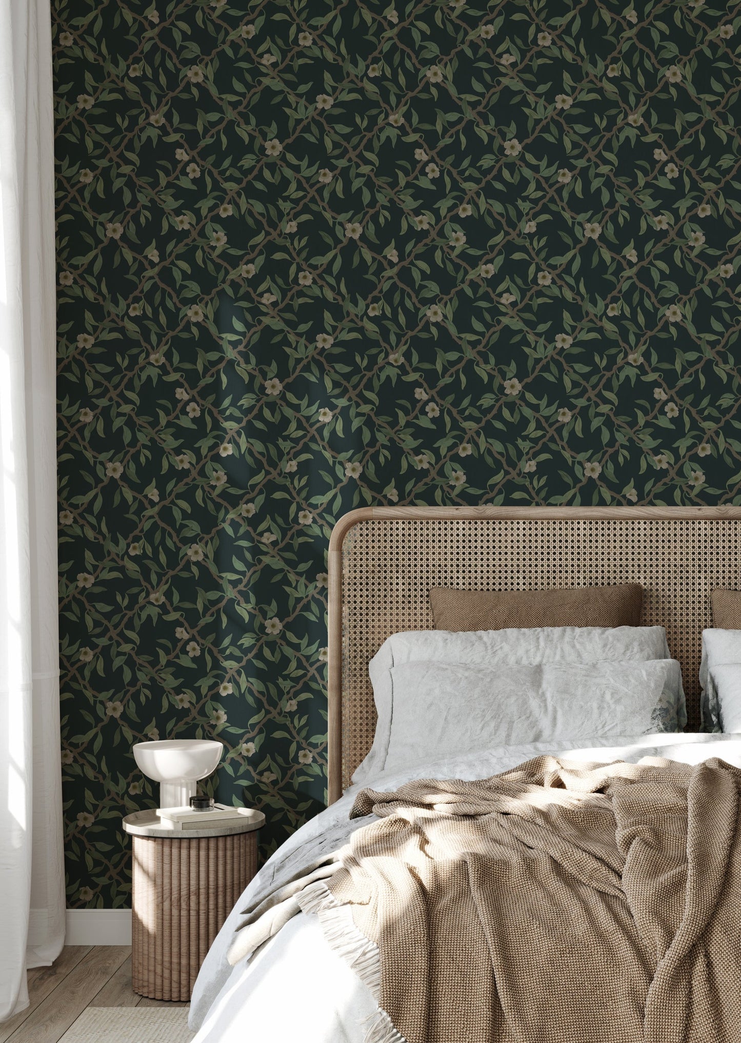 Summer Gray Tapete - Espalier - Mitternachtsblau