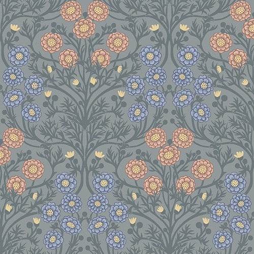 Bloemen behang - Bellis - blauw