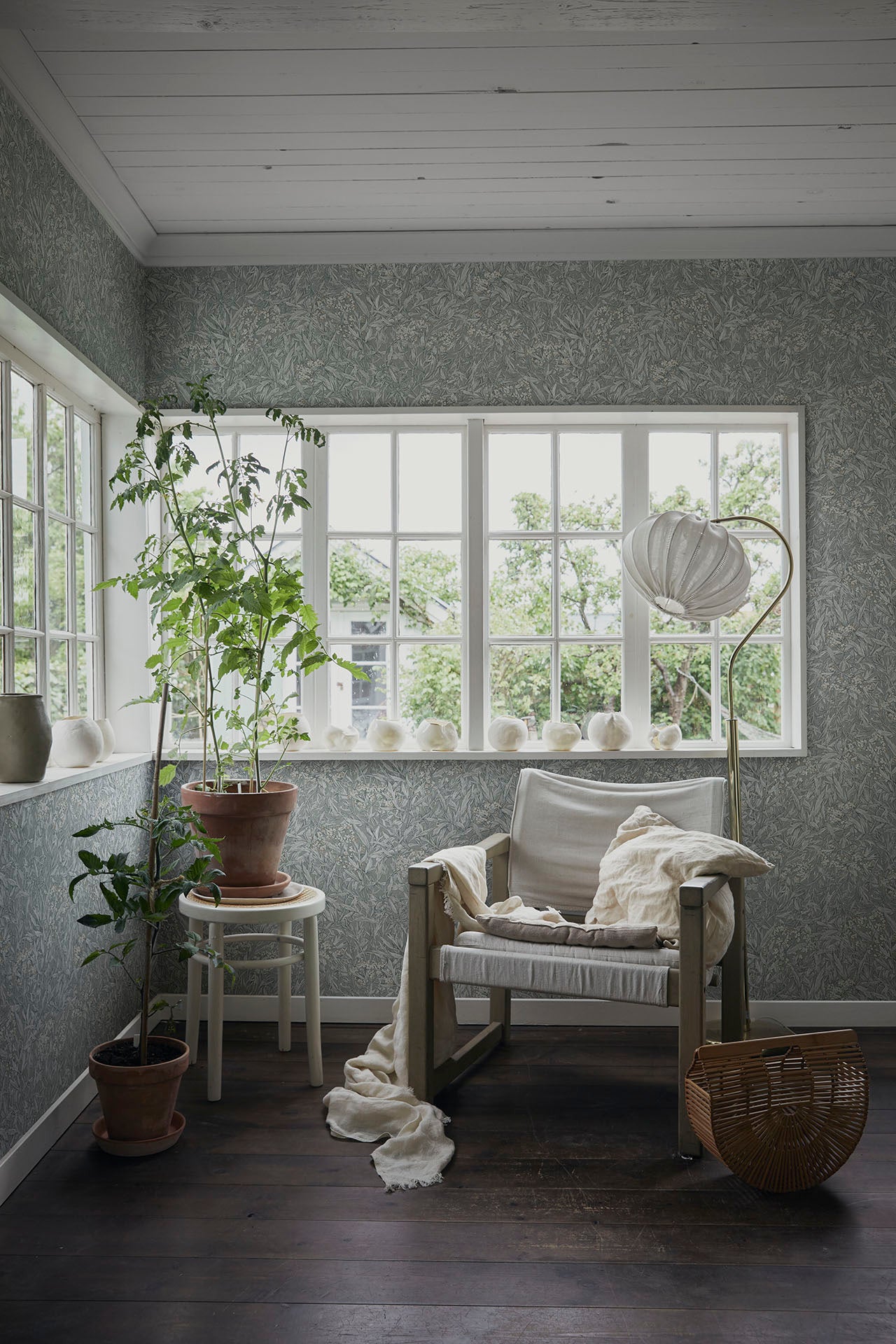 Bloemenbehang - Malin Mineral Grey