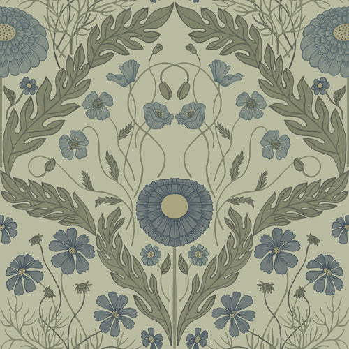 Midbec Wallpaper - Marguerite, Flowers & Leaves - Light Green