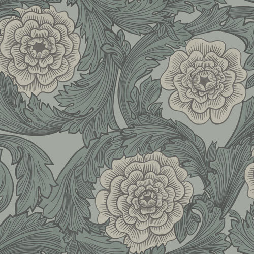 Bloemenbehang - Bloemen & Bladeren - Grijs