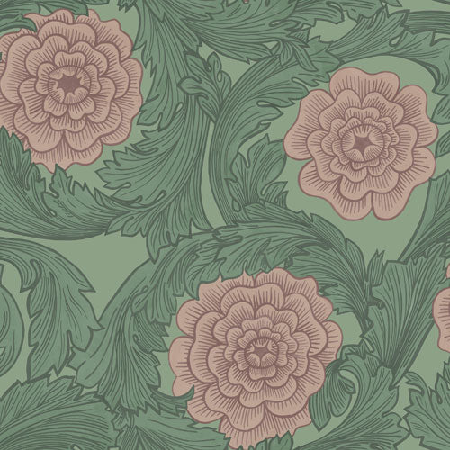 Midbec Tapete - Blumen & Blätter - Grün & Pink