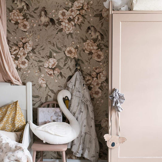 Wandtapete für das Kinderzimmer - Ponys für Hollie - Hellgrün