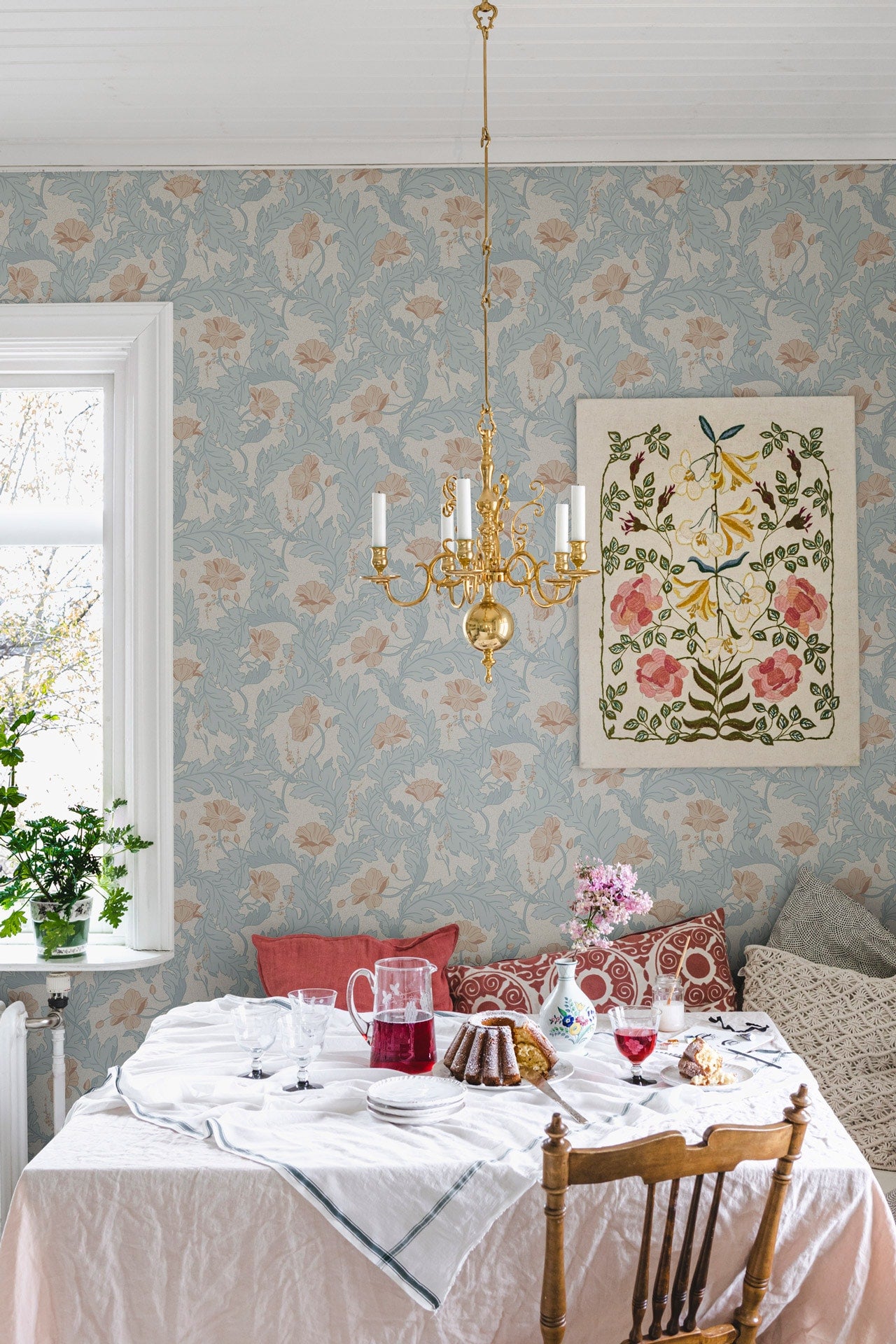 Bloemenbehang - Charlotta Sky Blue