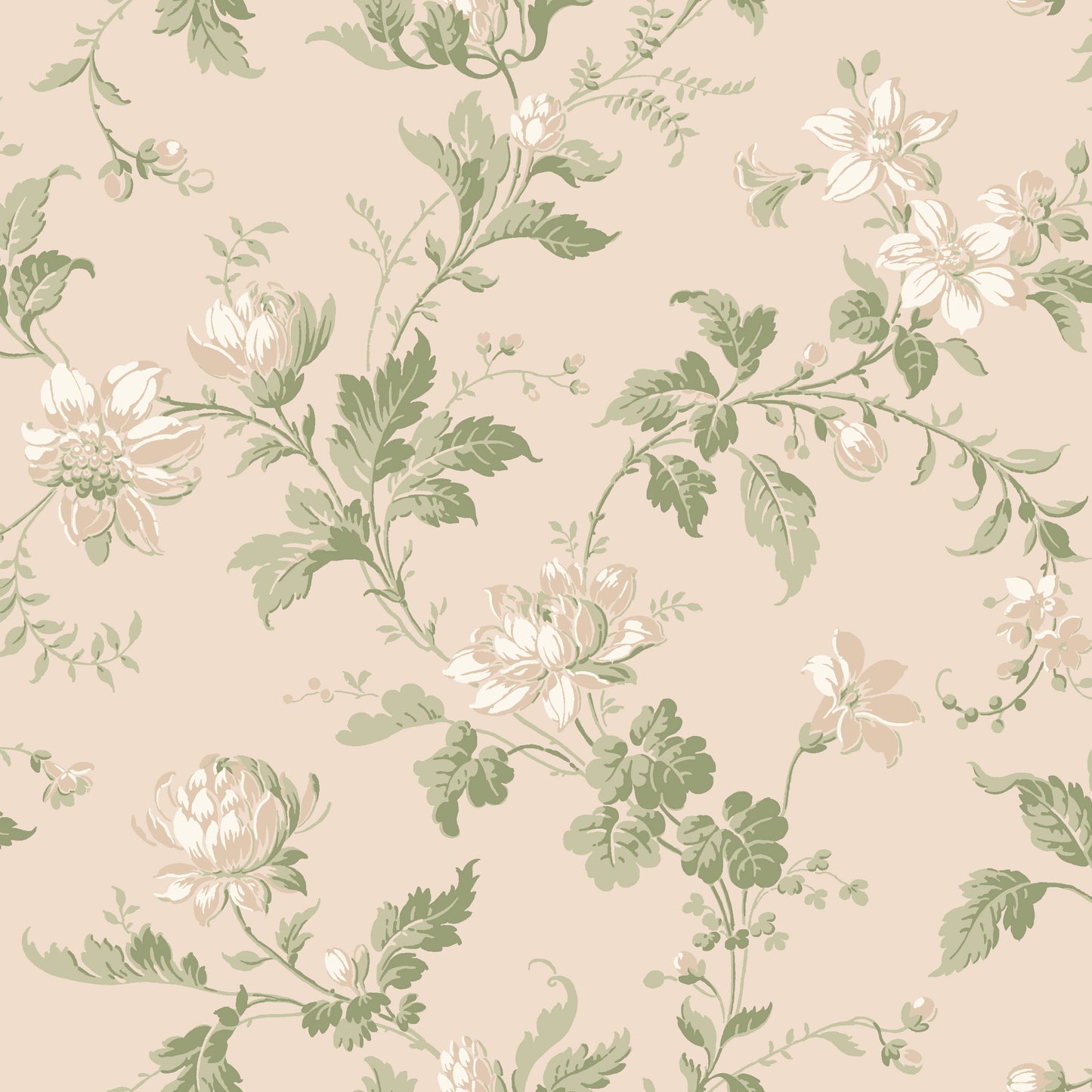 Bloemenbehang - Witte rozen - Roze