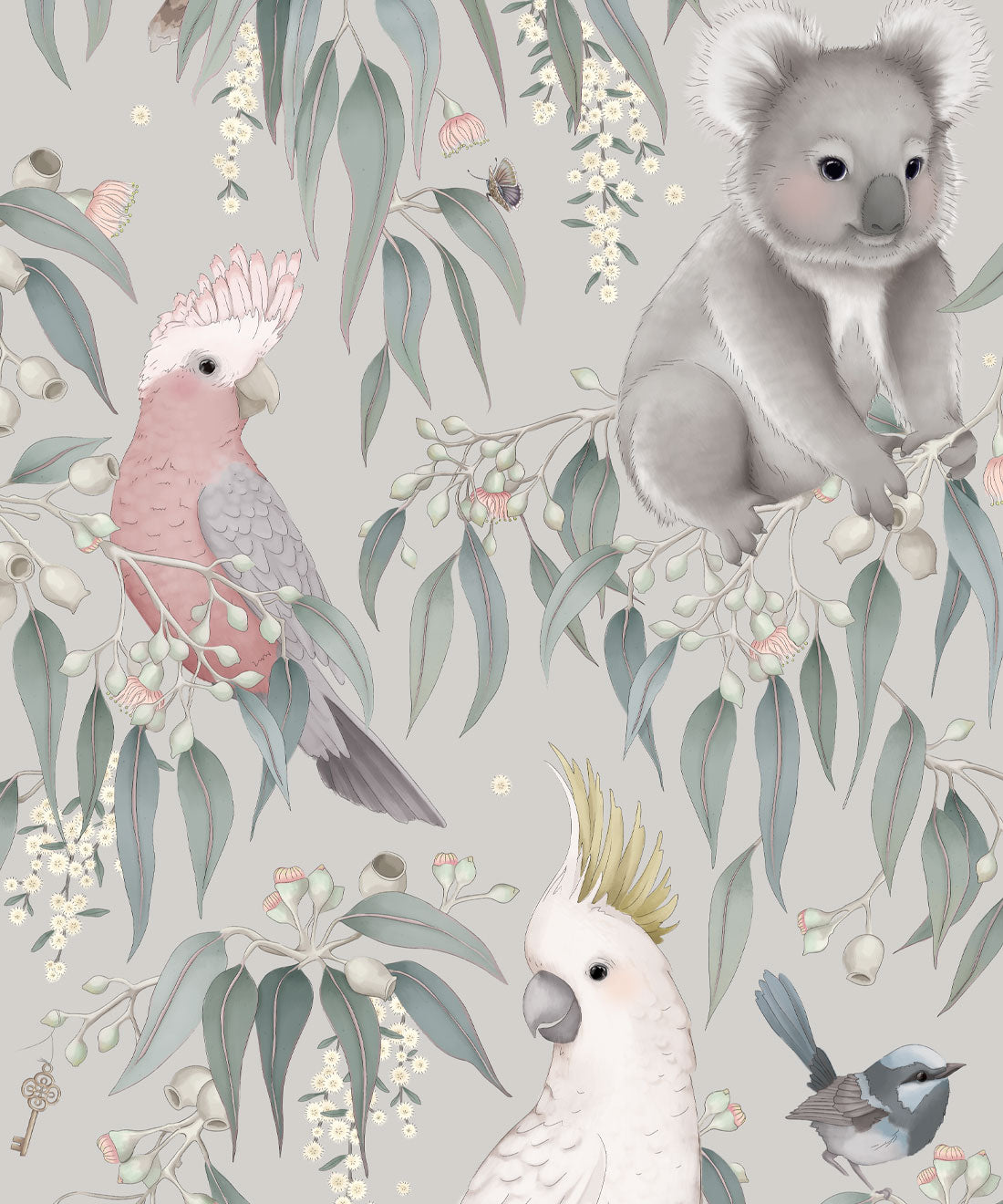 Wandtapete für das Kinderzimmer - Bush Babies von Fleur Harris - Saltbush