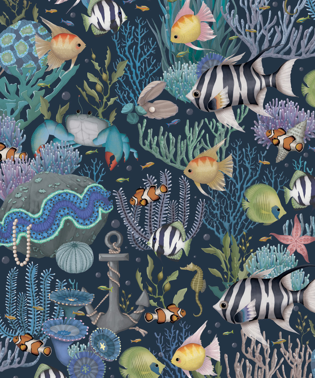 Wandtapete für das Kinderzimmer - Treasure Reef von Fleur Harris - Tiefer Ozean
