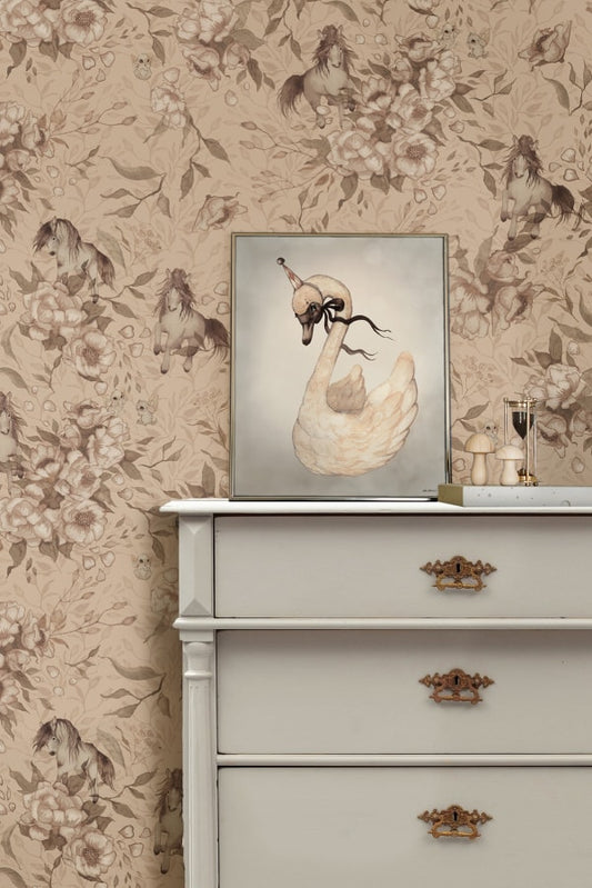 Wandtapete für das Kinderzimmer - Ponys für Hollie - Sandrosa