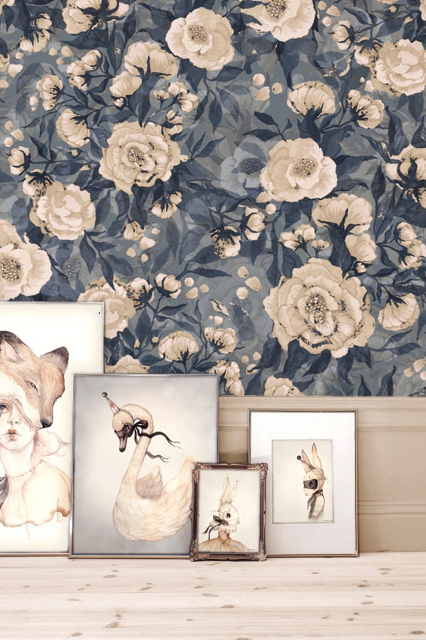 Mohnblumen für Marlene - Dunkelblau (Muster)
