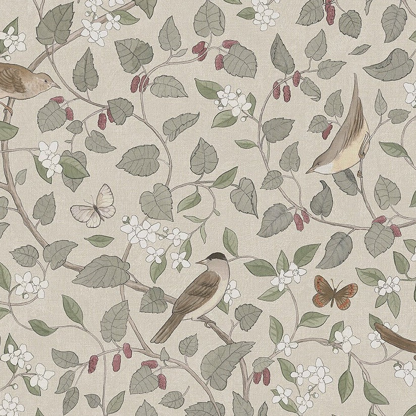 Borastapeter Tapete - Sångfåglar 2056 - Beige