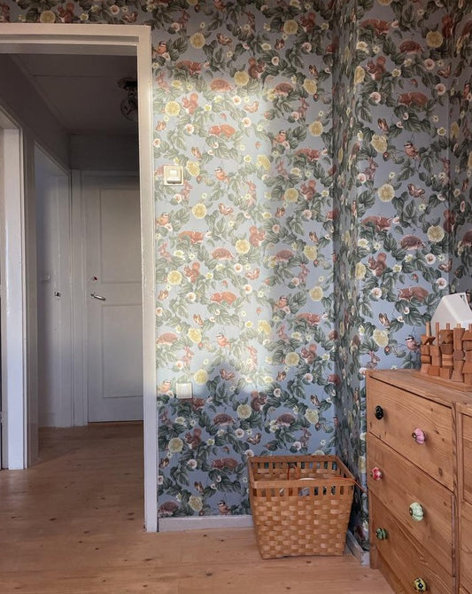 Kinderzimmer Tapete - Wald Wiegenlied - Bläulich