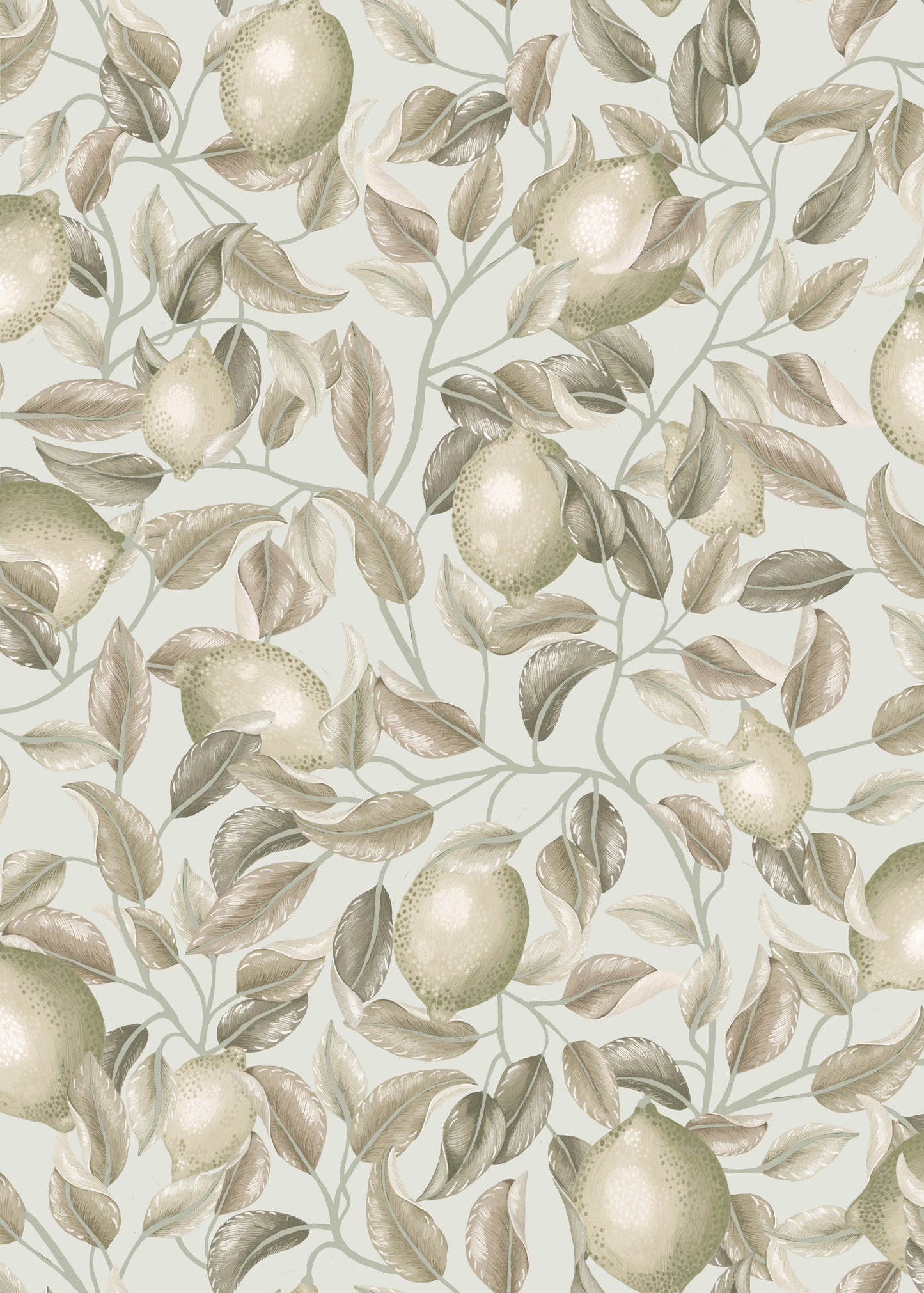 Bloemenbehang - Lemon Trees - Zeegras Groen