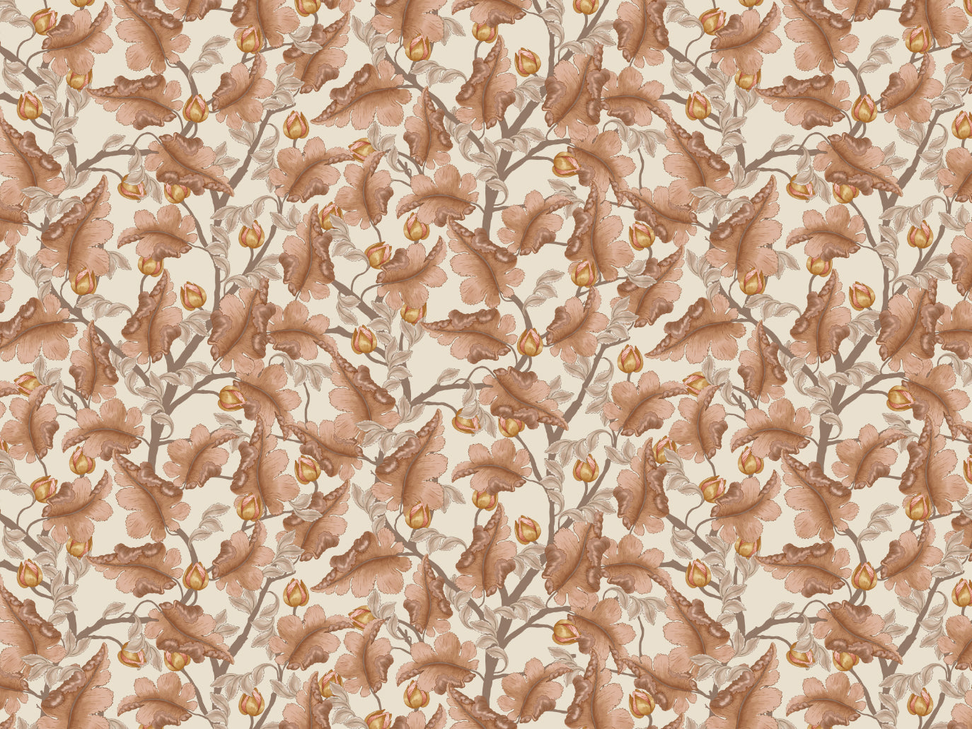 Blumen-Tapete - Ranunkel - Braun & Creme