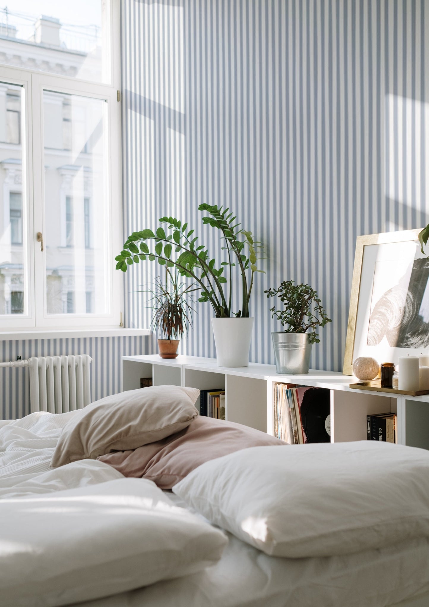 Behang Strepen - Frans - Blauw