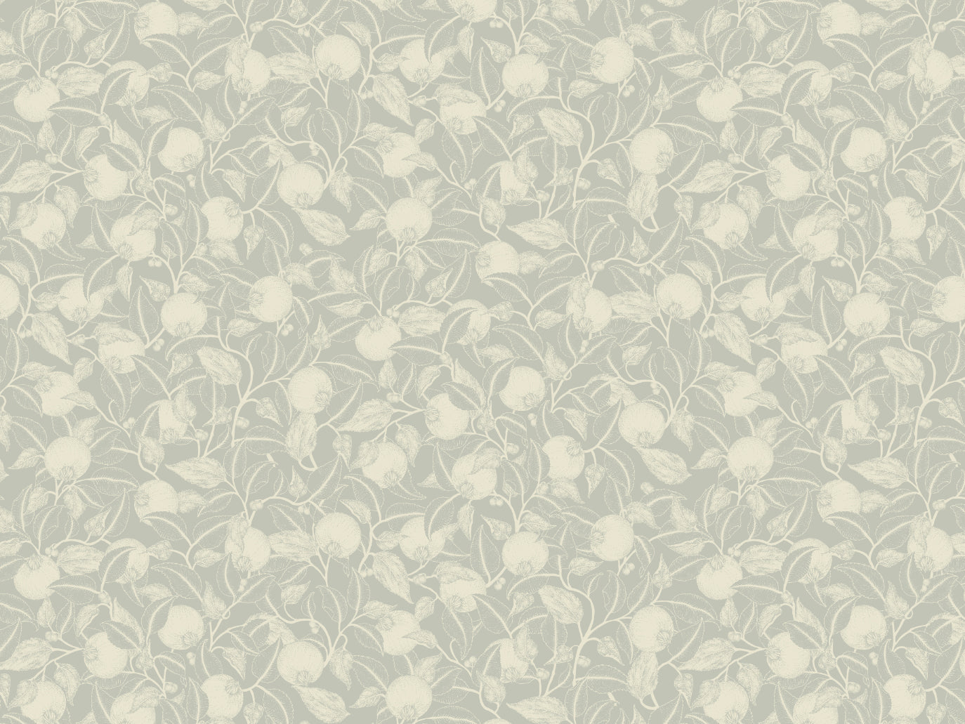 Blumen-Tapete - Granatapfel - Grau
