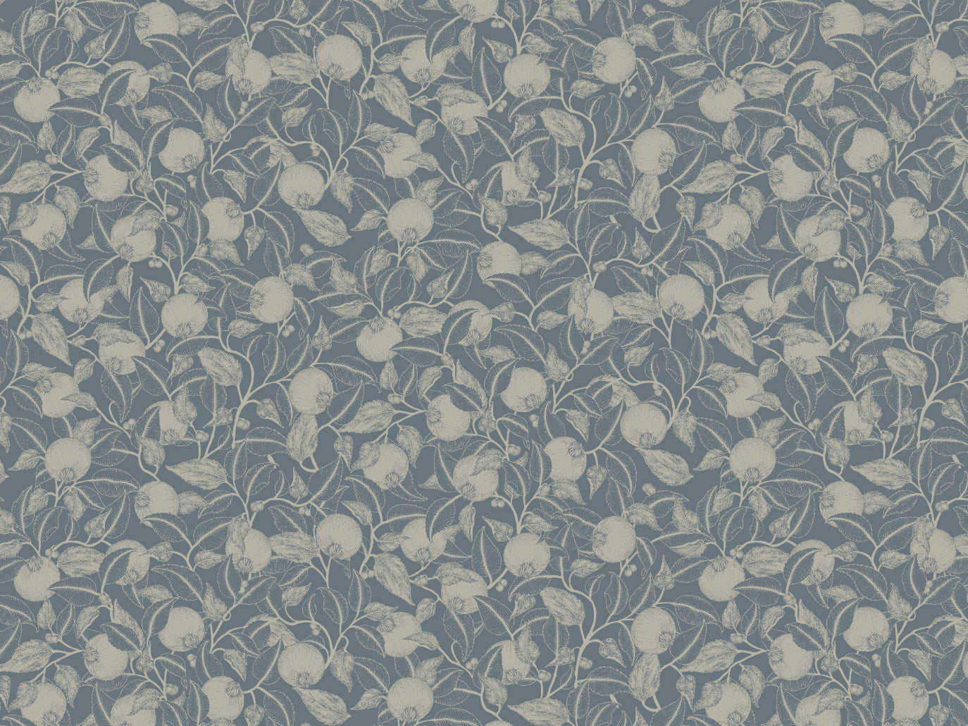 Summer Gray Tapete - Granatapfel - Dunkles Teal