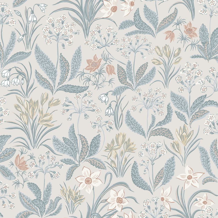 Sandberg Wallpaper - Huset I Solen Folklore Blau