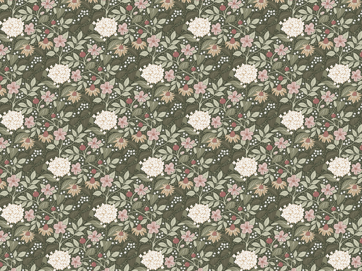 Floral Wallpaper - Summer’s Bloom - Green