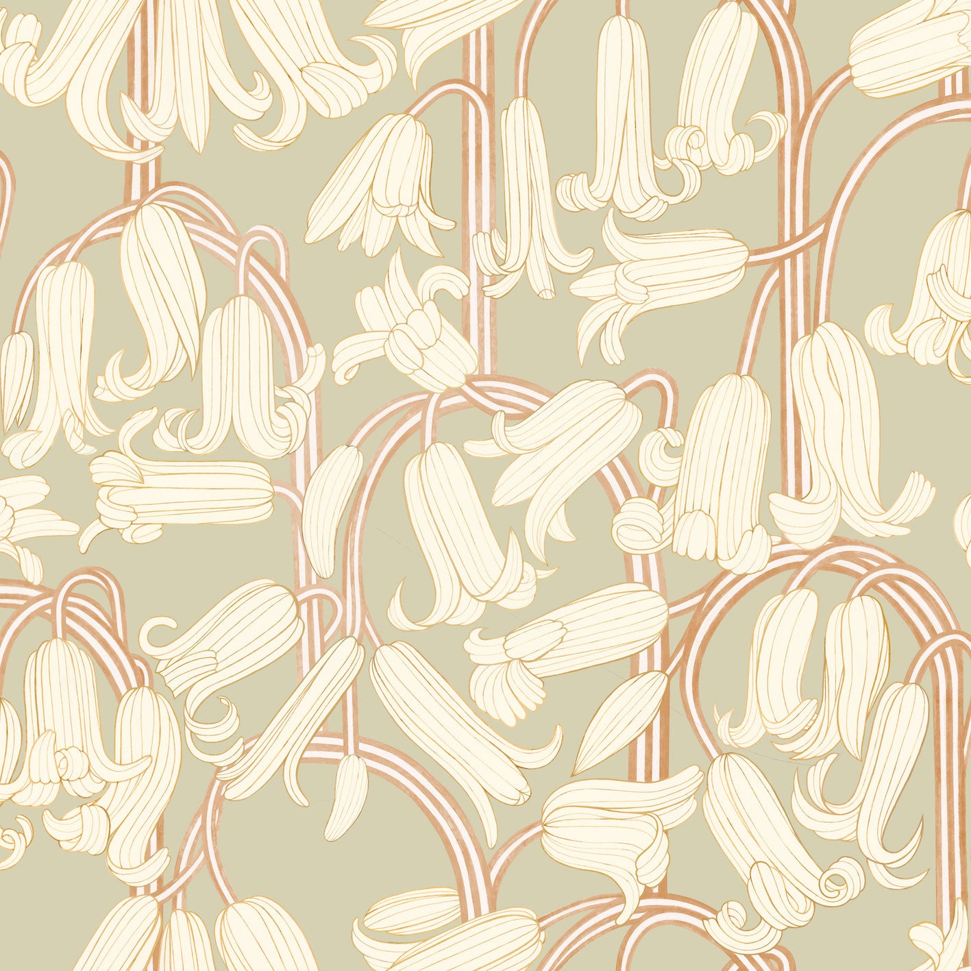 Summer Gray Wallpaper - Bluebells - Green