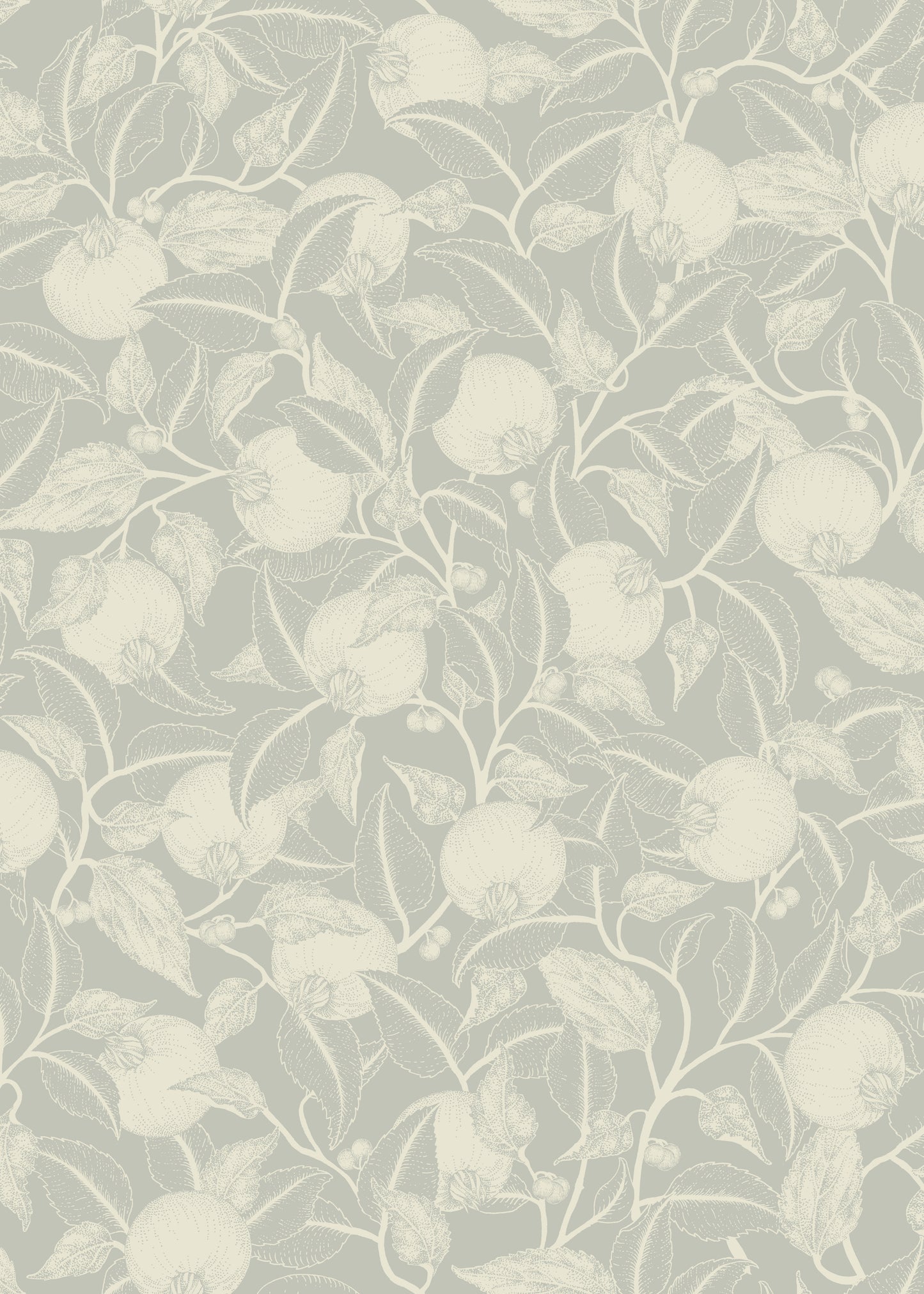 Blumen-Tapete - Granatapfel - Grau