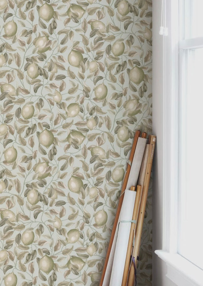 Bloemenbehang - Lemon Trees - Zeegras Groen
