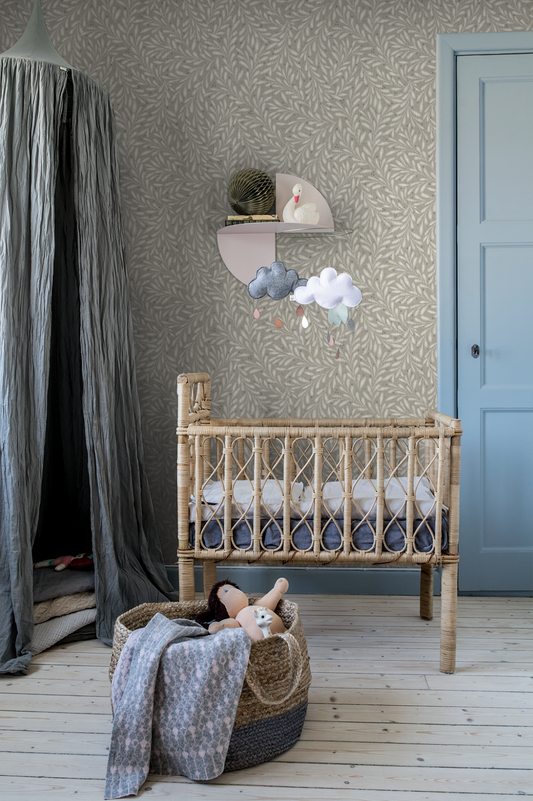 Midbec wallpaper - Small Leaf - Grey Beige