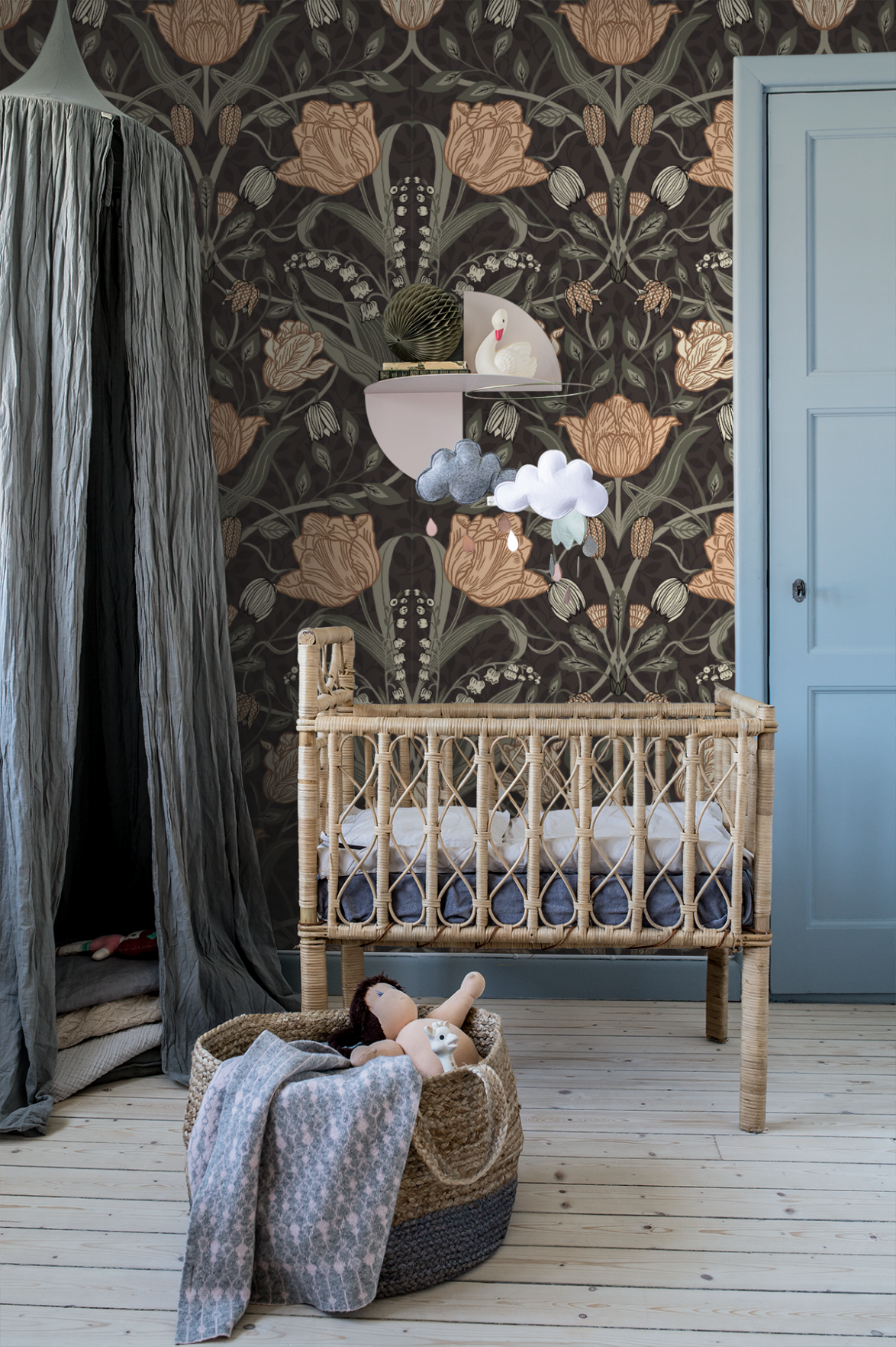 Midbec Tapete - Filippa Tulpen Garten - Braun