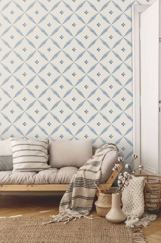 Bloemenbehang - Henry - Blauw