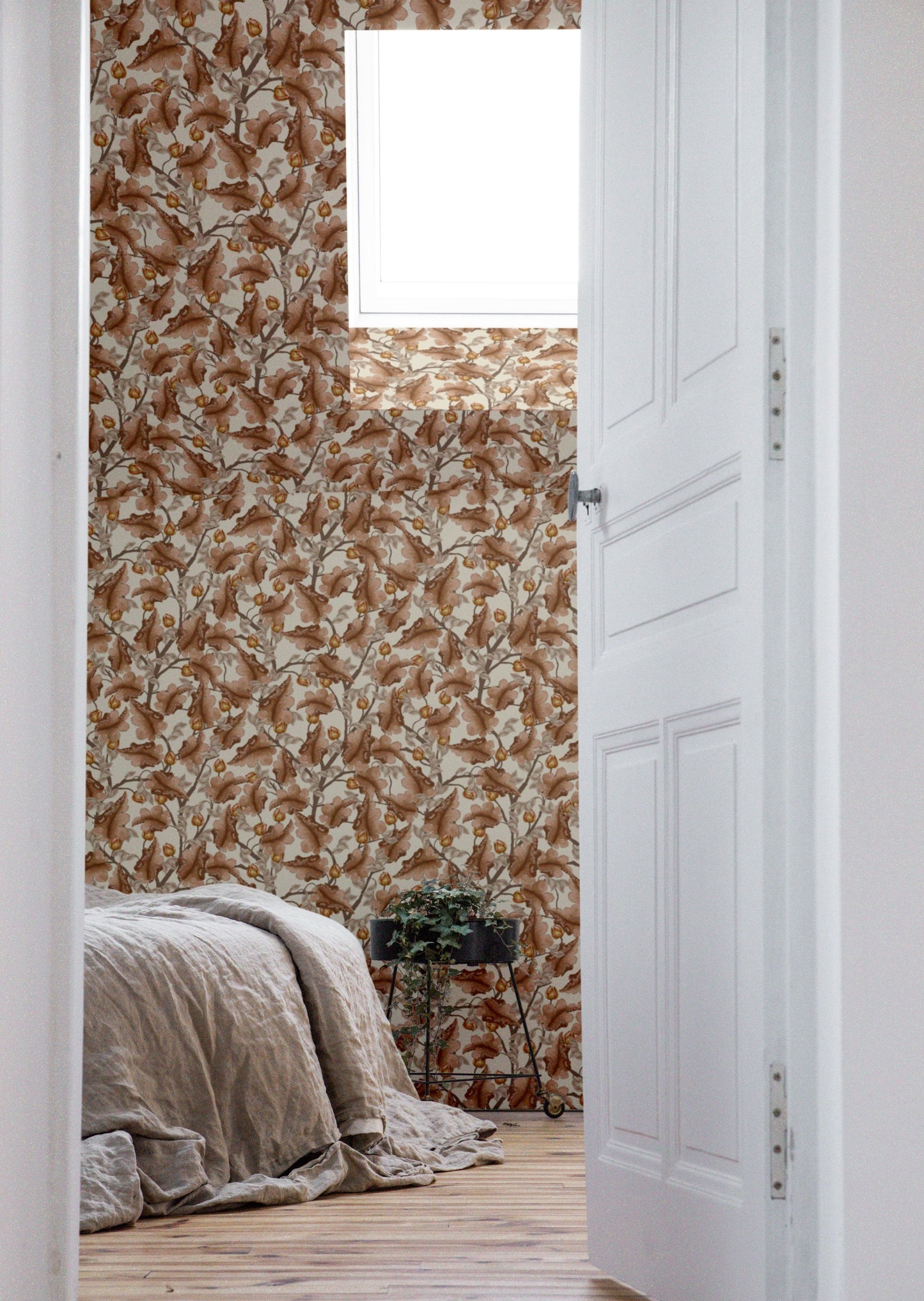 Blumen-Tapete - Ranunkel - Braun & Creme